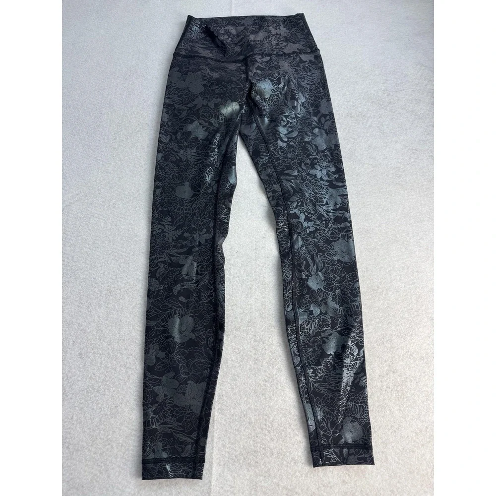Lululemon Wunder Under High Rise Logo Flourish‎ Iridescent Leggings Women's 4